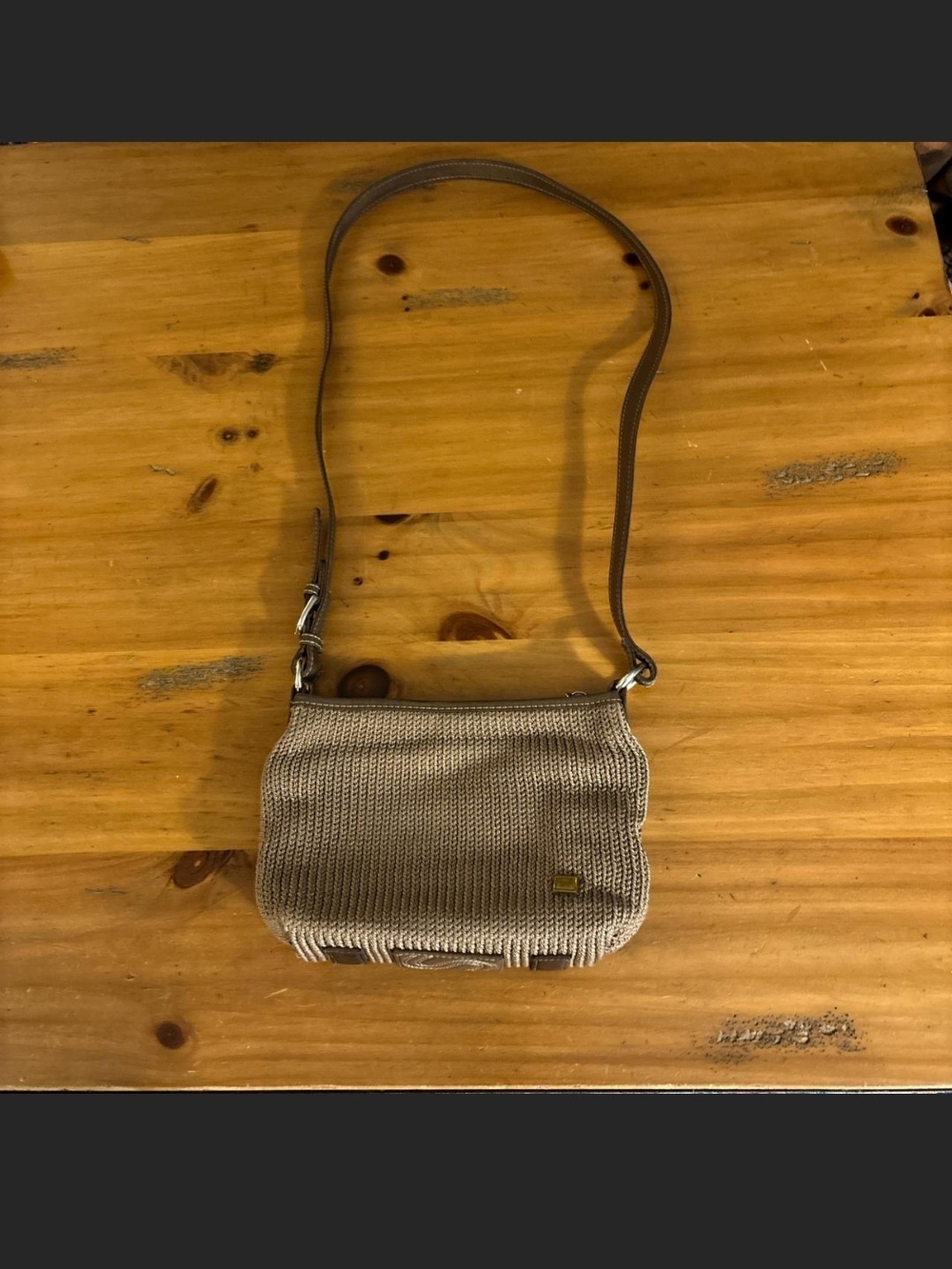 The SAK Taupe Woven Crossbody Bag
